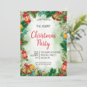 Waterverf kerstfeest uitnodiging (Staand voorkant)