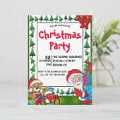 Waterverf kerstfeest uitnodiging (Staand voorkant)