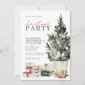 Waterverf kerstfeest uitnodiging (Voorkant)