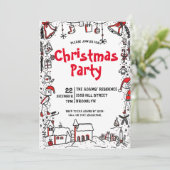 Waterverf kerstfeest uitnodiging (Staand voorkant)