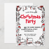 Waterverf kerstfeest uitnodiging (Voorkant / Achterkant)