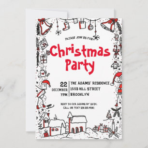Waterverf kerstfeest uitnodiging