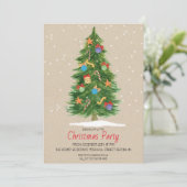 Waterverf kerstfeest uitnodiging (Staand voorkant)