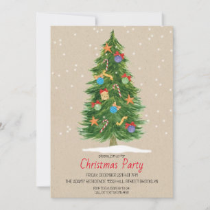 Waterverf kerstfeest uitnodiging