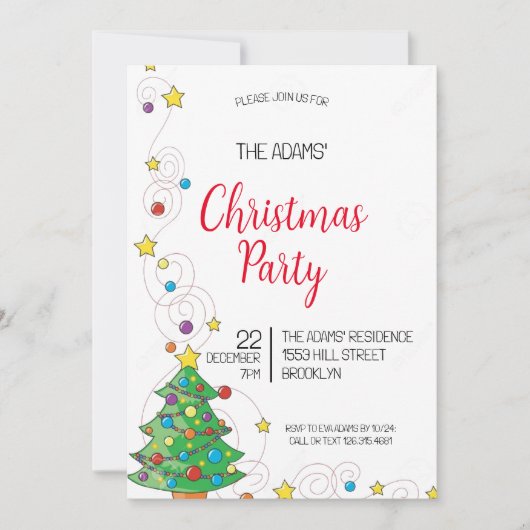 Waterverf kerstfeest uitnodiging (Voorkant)