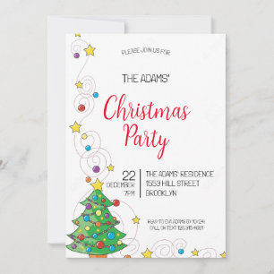 Waterverf kerstfeest uitnodiging