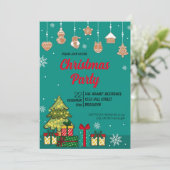 Waterverf kerstfeest uitnodiging (Staand voorkant)