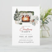 Waterverf kerstfeest uitnodiging (Staand voorkant)
