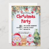 Waterverf kerstfeest uitnodiging (Voorkant / Achterkant)