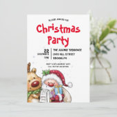 Waterverf kerstfeest uitnodiging (Staand voorkant)