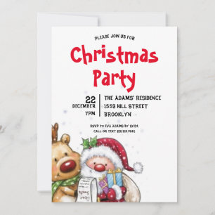 Waterverf kerstfeest uitnodiging