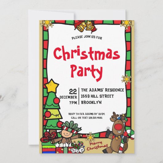 Waterverf kerstfeest uitnodiging (Voorkant)