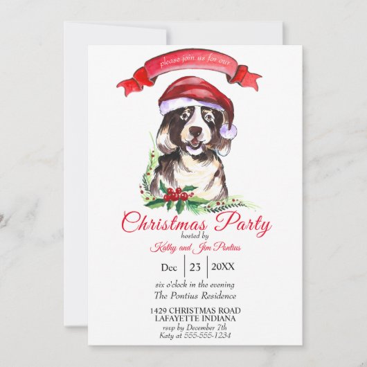 Waterverf kerstfeest uitnodiging (Voorkant)