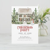Waterverf kerstfeest uitnodiging (Staand voorkant)