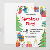 Waterverf kerstfeest uitnodiging (Voorkant / Achterkant)