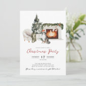 Waterverf kerstfeest uitnodiging (Staand voorkant)