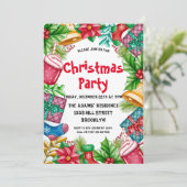 Waterverf kerstfeest uitnodiging (Staand voorkant)