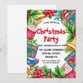 Waterverf kerstfeest uitnodiging (Voorkant / Achterkant)