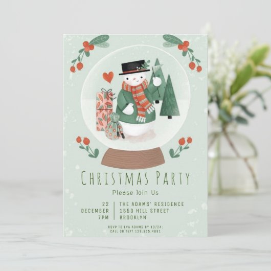 Waterverf kerstfeest uitnodiging (Staand voorkant)