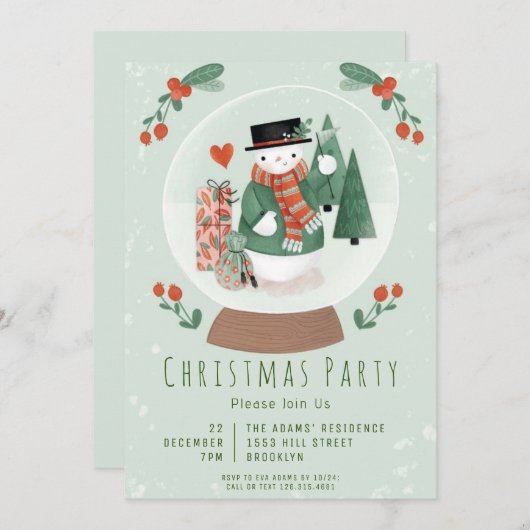 Waterverf kerstfeest uitnodiging (Voorkant / Achterkant)