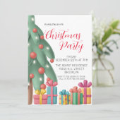 Waterverf kerstfeest uitnodiging (Staand voorkant)