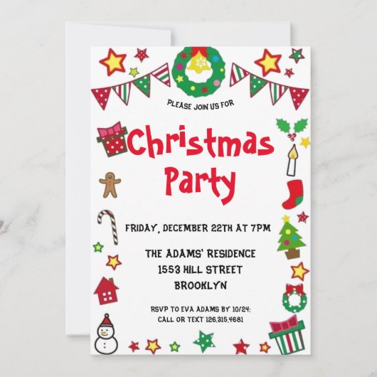 Waterverf kerstfeest uitnodiging (Voorkant)