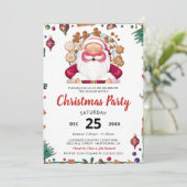 Waterverf Kerstfeest Uitnodiging Kaart (Staand voorkant)