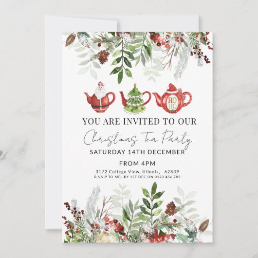 Waterverf Kerstfeest Uitnodiging Rustiek (Voorkant)