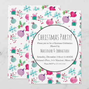 Waterverf Kerstfeest Versiering Holiday Kaart