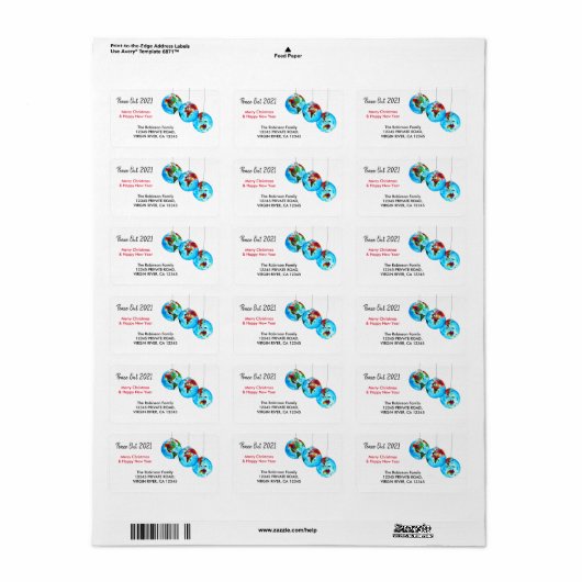 Waterverf kerstfeestdag: Big Blue Etiket (Full Sheet)