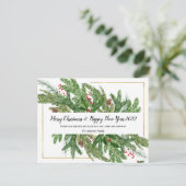 Waterverf kerstfeestdag en nieuwjaar 2022 briefkaart (Staand voorkant)