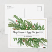 Waterverf kerstfeestdag en nieuwjaar 2022 briefkaart (Voorkant / Achterkant)