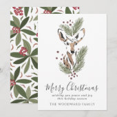 Waterverf kerstfeestdag feestdagenkaart (Voorkant / Achterkant)