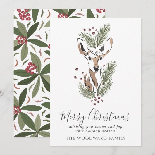 Waterverf kerstfeestdag feestdagenkaart (Voorkant / Achterkant)