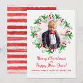 Waterverf kerstfeestdag foto feestdagenkaart (Voorkant / Achterkant)