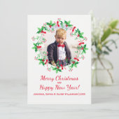 Waterverf kerstfeestdag foto feestdagenkaart (Staand voorkant)