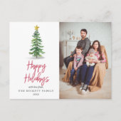 Waterverf kerstfeestdag foto's feestdagenkaart (Voorkant)