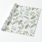 Waterverf kerstfeestdag Garland Pine Berry Cadeaupapier (Uitgerold)