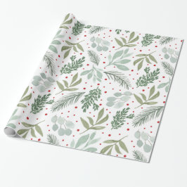 Waterverf kerstfeestdag Garland Pine Berry Cadeaupapier