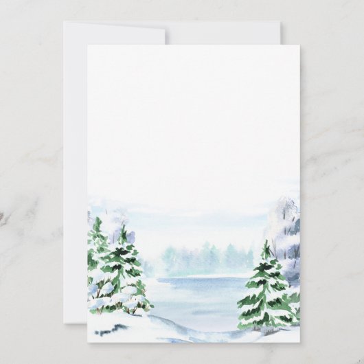 Waterverf kerstfeestdag in Pine Tree Open House Kaart (Achterkant)