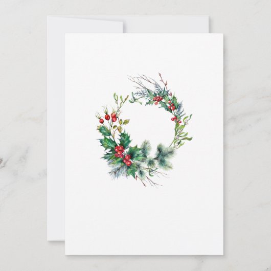 Waterverf kerstfeestdag in Pine Tree Open House Kaart (Achterkant)