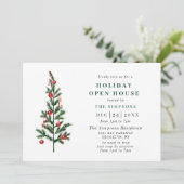 Waterverf kerstfeestdag in Pine Tree Open House Kaart (Staand voorkant)