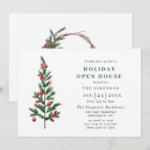 Waterverf kerstfeestdag in Pine Tree Open House Kaart (Voorkant / Achterkant)