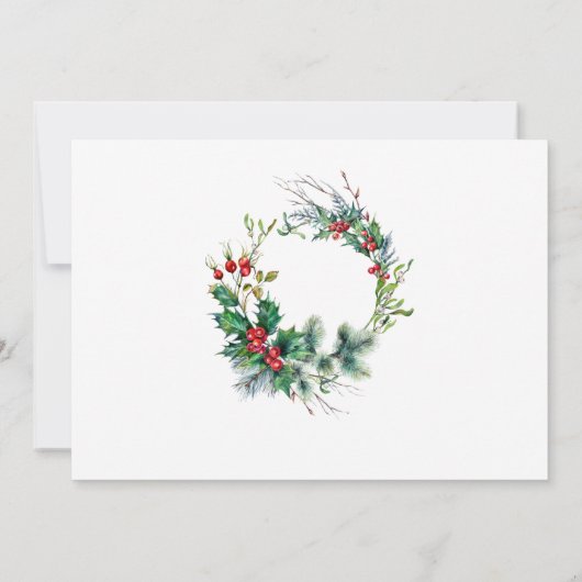 Waterverf kerstfeestdag in Pine Tree Open House Kaart (Achterkant)