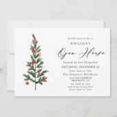 Waterverf kerstfeestdag in Pine Tree Open House Kaart (Voorkant)