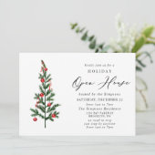 Waterverf kerstfeestdag in Pine Tree Open House Kaart (Staand voorkant)