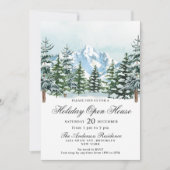 Waterverf kerstfeestdag in Pine Tree Open House Kaart (Voorkant)