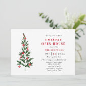 Waterverf kerstfeestdag in Pine Tree Open House Kaart (Staand voorkant)