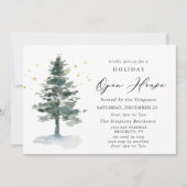 Waterverf kerstfeestdag in Pine Tree Open House Kaart (Voorkant)