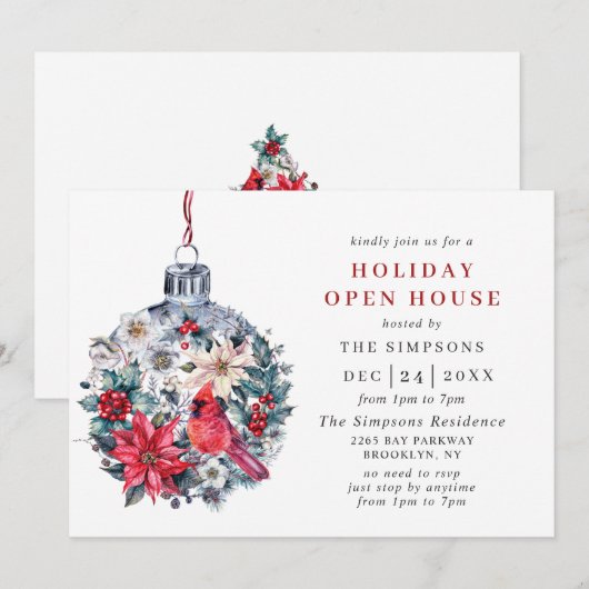 Waterverf kerstfeestdag in Pine Tree Open House Kaart (Voorkant / Achterkant)